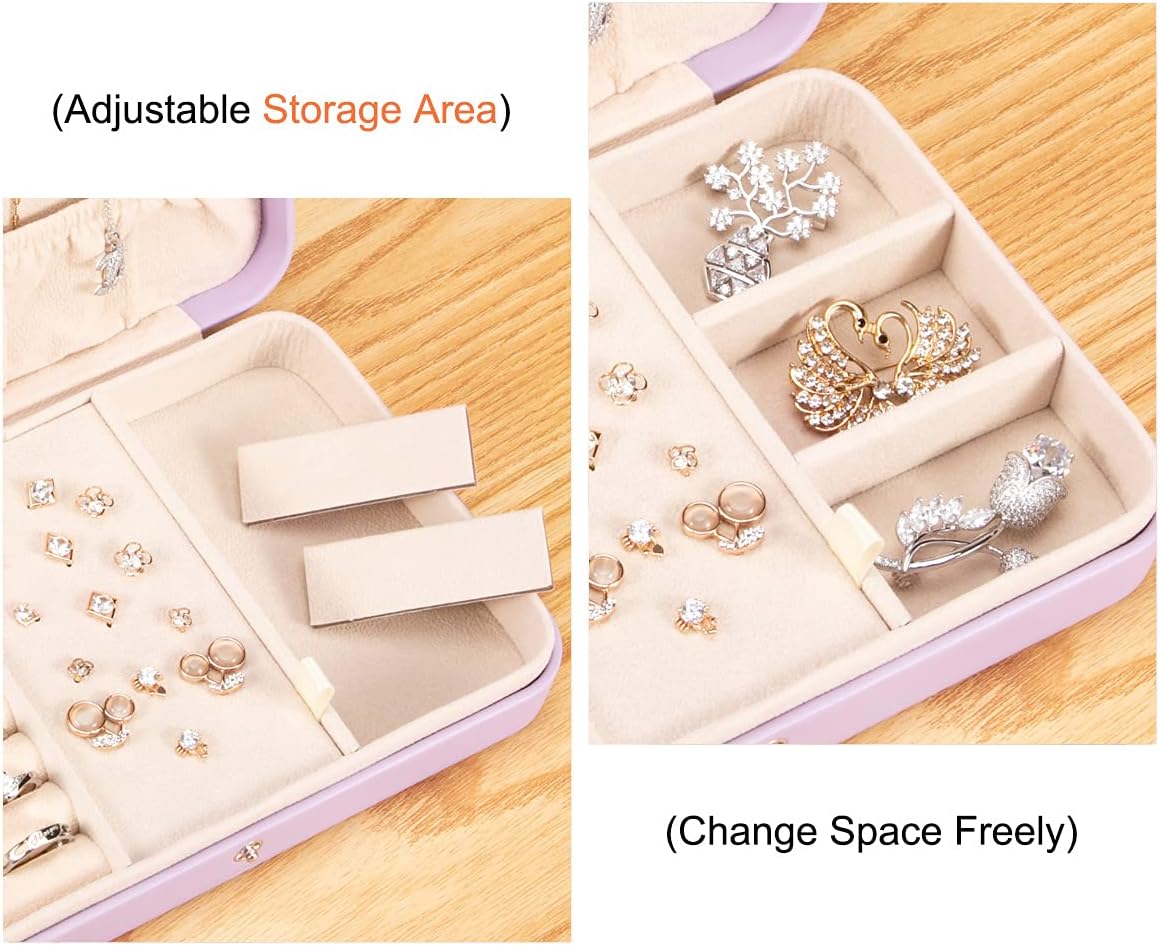Small Jewelry Box for Women Girls, PU Leather Travel Jewelry Case, Portable Jewelry Organizer Storage Holder Display for Ring Earrings Necklace Brooch Men Kids Gift, Dark Blue