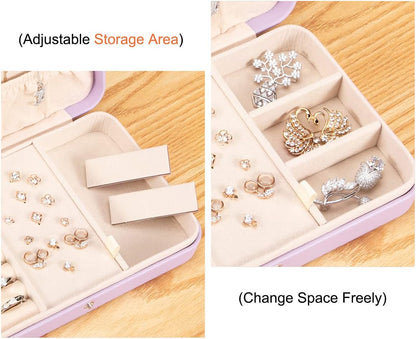 Small Jewelry Box for Women Girls, PU Leather Travel Jewelry Case, Portable Jewelry Organizer Storage Holder Display for Ring Earrings Necklace Brooch Men Kids Gift, Dark Blue