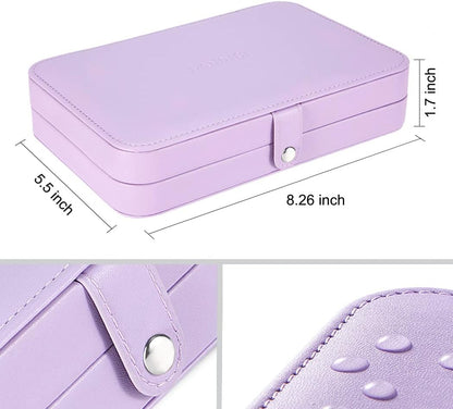 Small Jewelry Box for Women Girls, PU Leather Travel Jewelry Case, Portable Jewelry Organizer Storage Holder Display for Ring Earrings Necklace Brooch Men Kids Gift, Dark Blue