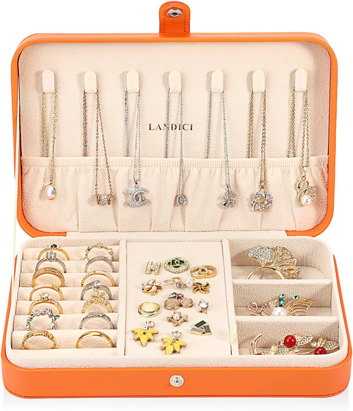 Small Jewelry Box for Women Girls, PU Leather Travel Jewelry Case, Portable Jewelry Organizer Storage Holder Display for Ring Earrings Necklace Brooch Men Kids Gift, Dark Blue