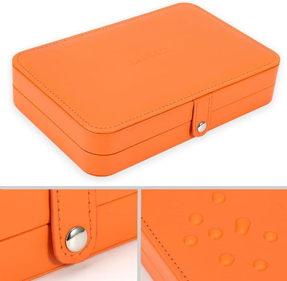 Small Jewelry Box for Women Girls, PU Leather Travel Jewelry Case, Portable Jewelry Organizer Storage Holder Display for Ring Earrings Necklace Brooch Men Kids Gift, Dark Blue