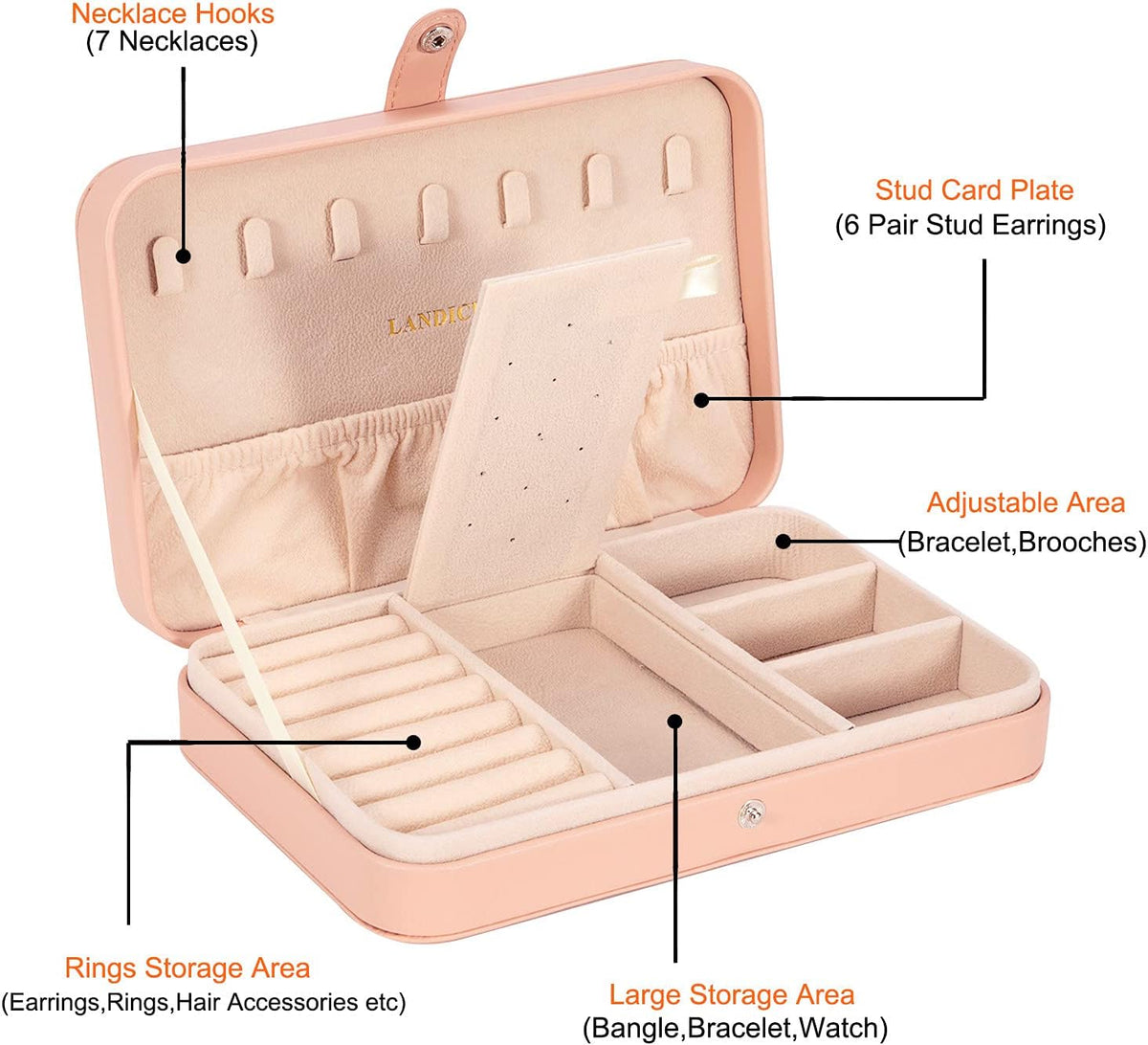Small Jewelry Box for Women Girls, PU Leather Travel Jewelry Case, Portable Jewelry Organizer Storage Holder Display for Ring Earrings Necklace Brooch Men Kids Gift, Dark Blue