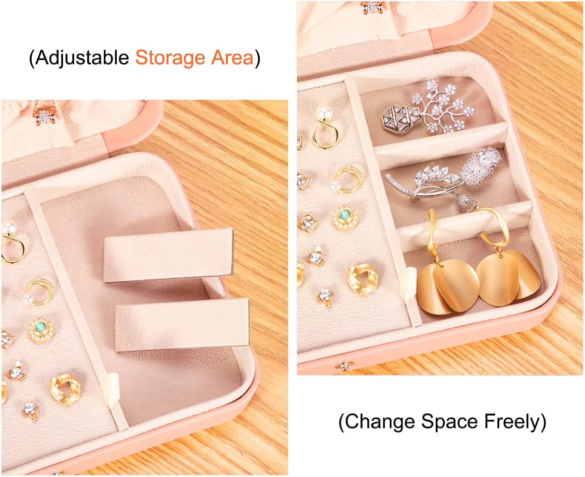 Small Jewelry Box for Women Girls, PU Leather Travel Jewelry Case, Portable Jewelry Organizer Storage Holder Display for Ring Earrings Necklace Brooch Men Kids Gift, Dark Blue