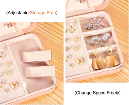 Small Jewelry Box for Women Girls, PU Leather Travel Jewelry Case, Portable Jewelry Organizer Storage Holder Display for Ring Earrings Necklace Brooch Men Kids Gift, Dark Blue