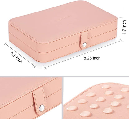 Small Jewelry Box for Women Girls, PU Leather Travel Jewelry Case, Portable Jewelry Organizer Storage Holder Display for Ring Earrings Necklace Brooch Men Kids Gift, Dark Blue