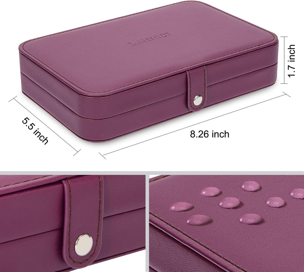 Small Jewelry Box for Women Girls, PU Leather Travel Jewelry Case, Portable Jewelry Organizer Storage Holder Display for Ring Earrings Necklace Brooch Men Kids Gift, Dark Blue