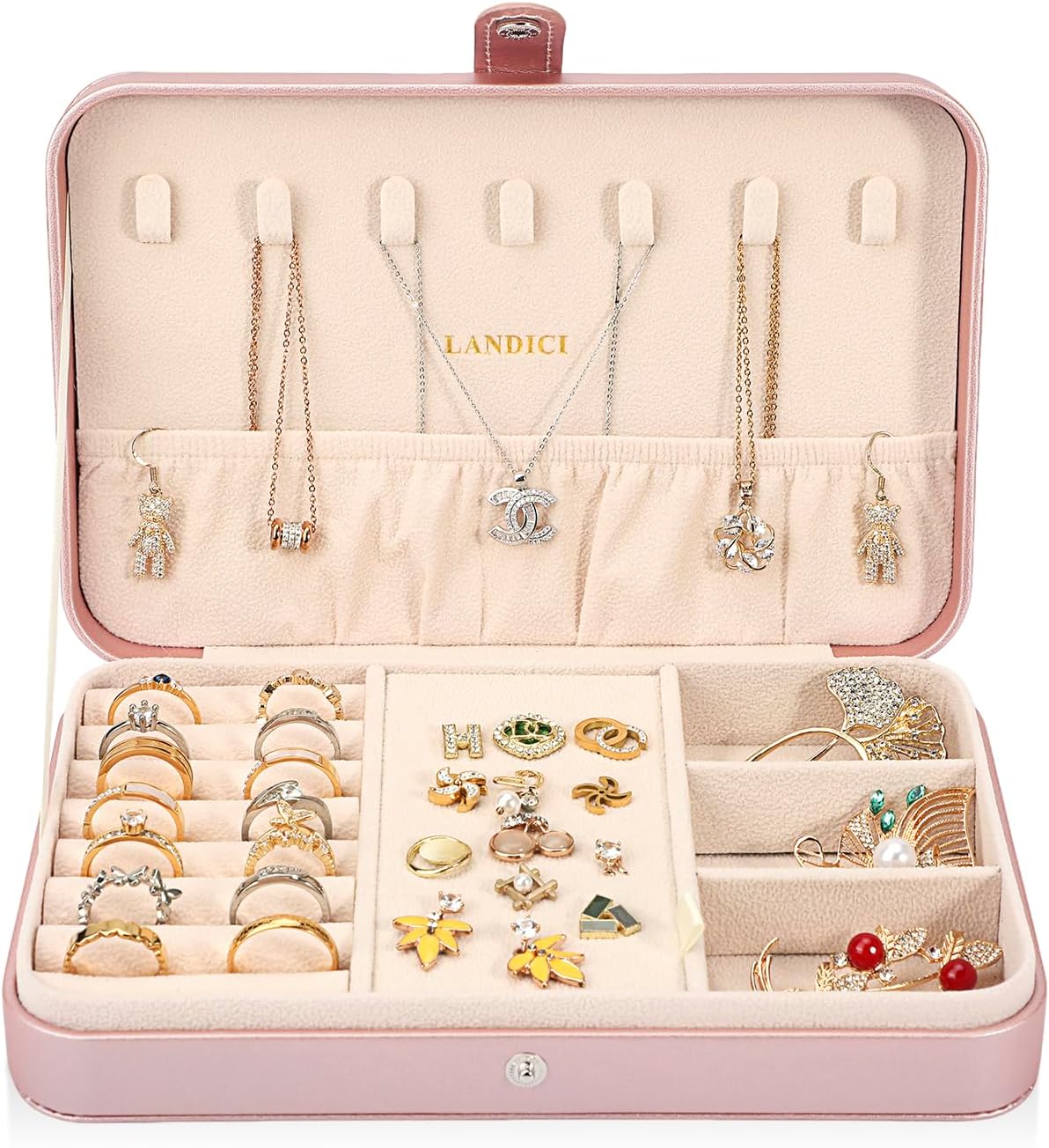 Small Jewelry Box for Women Girls, PU Leather Travel Jewelry Case, Portable Jewelry Organizer Storage Holder Display for Ring Earrings Necklace Brooch Men Kids Gift, Dark Blue