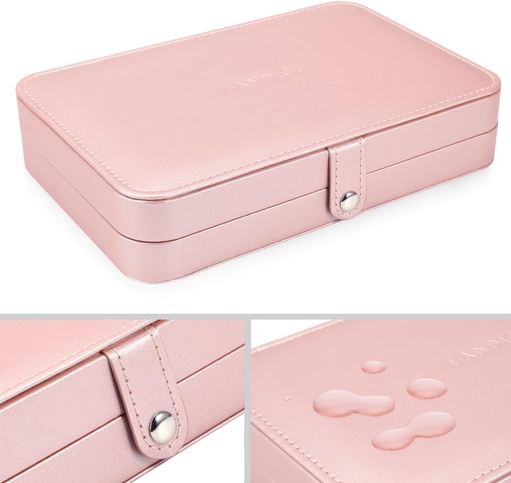 Small Jewelry Box for Women Girls, PU Leather Travel Jewelry Case, Portable Jewelry Organizer Storage Holder Display for Ring Earrings Necklace Brooch Men Kids Gift, Dark Blue
