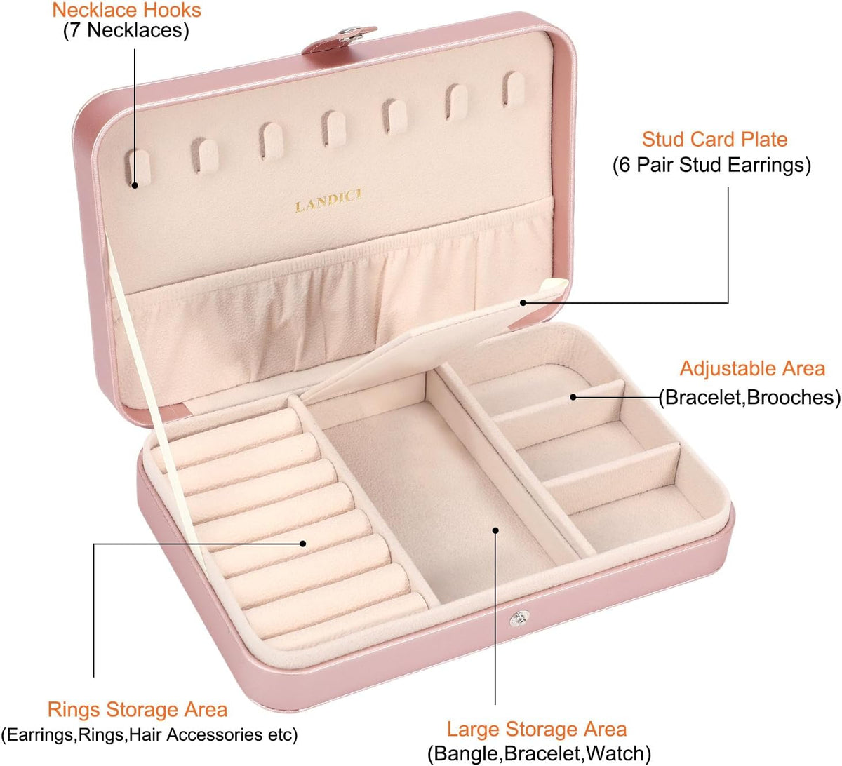 Small Jewelry Box for Women Girls, PU Leather Travel Jewelry Case, Portable Jewelry Organizer Storage Holder Display for Ring Earrings Necklace Brooch Men Kids Gift, Dark Blue