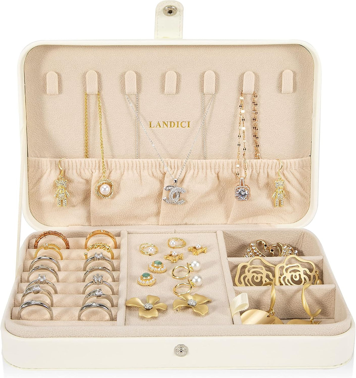 Small Jewelry Box for Women Girls, PU Leather Travel Jewelry Case, Portable Jewelry Organizer Storage Holder Display for Ring Earrings Necklace Brooch Men Kids Gift, Dark Blue