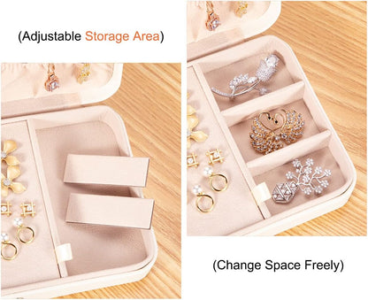 Small Jewelry Box for Women Girls, PU Leather Travel Jewelry Case, Portable Jewelry Organizer Storage Holder Display for Ring Earrings Necklace Brooch Men Kids Gift, Dark Blue