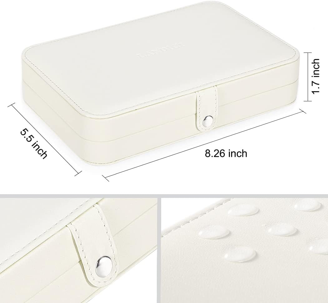 Small Jewelry Box for Women Girls, PU Leather Travel Jewelry Case, Portable Jewelry Organizer Storage Holder Display for Ring Earrings Necklace Brooch Men Kids Gift, Dark Blue