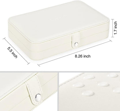 Small Jewelry Box for Women Girls, PU Leather Travel Jewelry Case, Portable Jewelry Organizer Storage Holder Display for Ring Earrings Necklace Brooch Men Kids Gift, Dark Blue