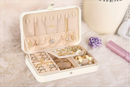 Small Jewelry Box for Women Girls, PU Leather Travel Jewelry Case, Portable Jewelry Organizer Storage Holder Display for Ring Earrings Necklace Brooch Men Kids Gift, Dark Blue