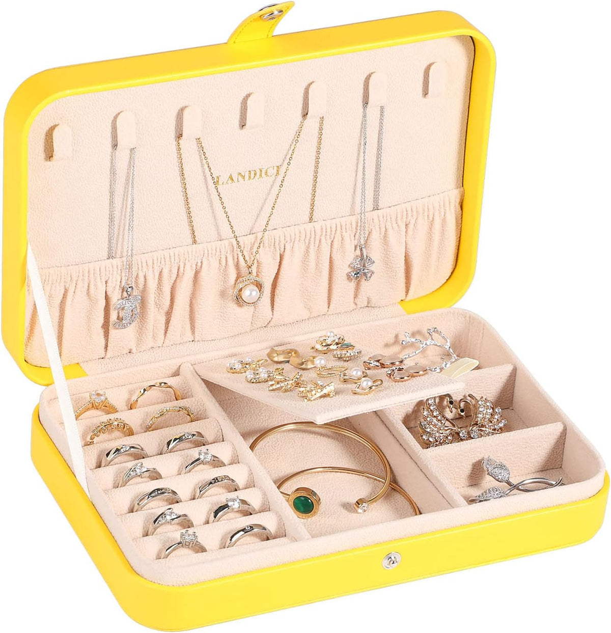 Small Jewelry Box for Women Girls, PU Leather Travel Jewelry Case, Portable Jewelry Organizer Storage Holder Display for Ring Earrings Necklace Brooch Men Kids Gift, Dark Blue