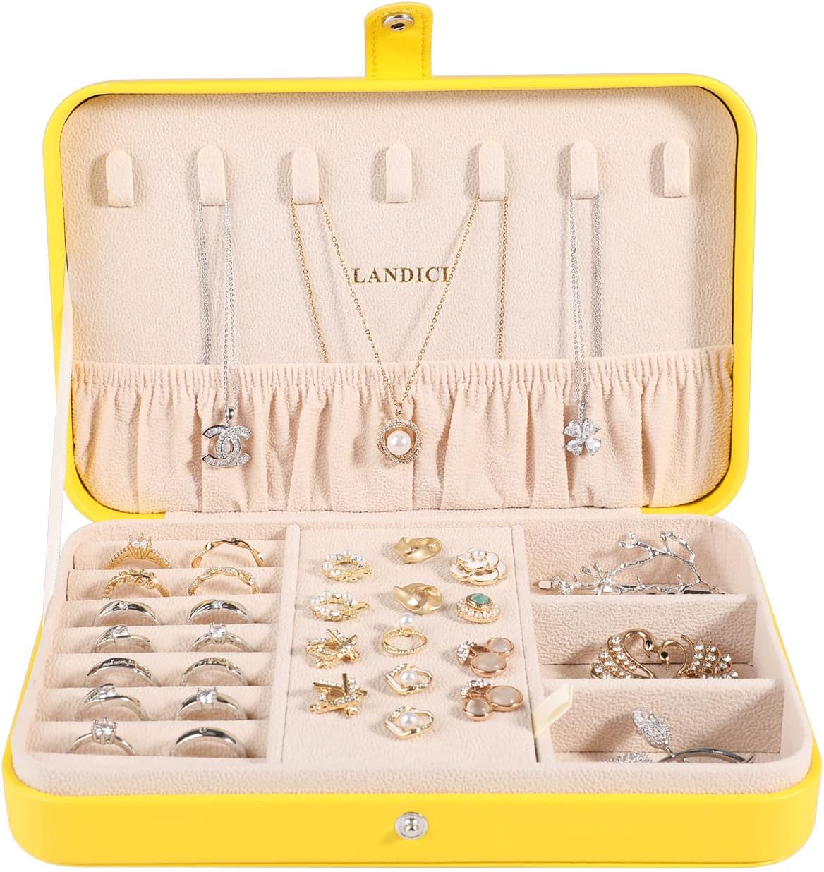 Small Jewelry Box for Women Girls, PU Leather Travel Jewelry Case, Portable Jewelry Organizer Storage Holder Display for Ring Earrings Necklace Brooch Men Kids Gift, Dark Blue