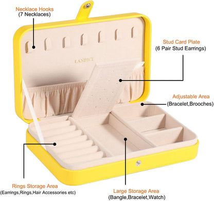 Small Jewelry Box for Women Girls, PU Leather Travel Jewelry Case, Portable Jewelry Organizer Storage Holder Display for Ring Earrings Necklace Brooch Men Kids Gift, Dark Blue