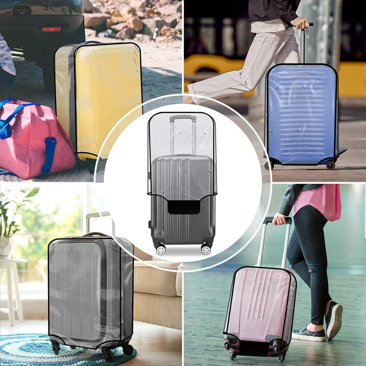 Suitcase Covers for Luggage 3 Pack 0.4mm Heavy Duty Clear PVC Waterproof