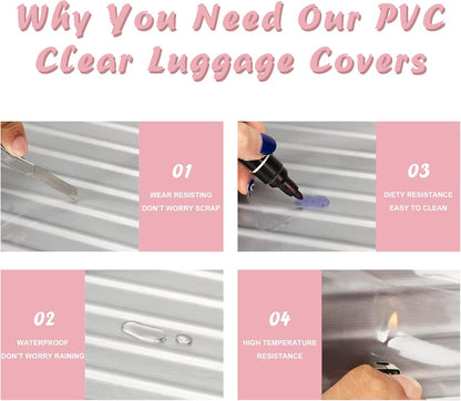 Suitcase Covers for Luggage 3 Pack 0.4mm Heavy Duty Clear PVC Waterproof