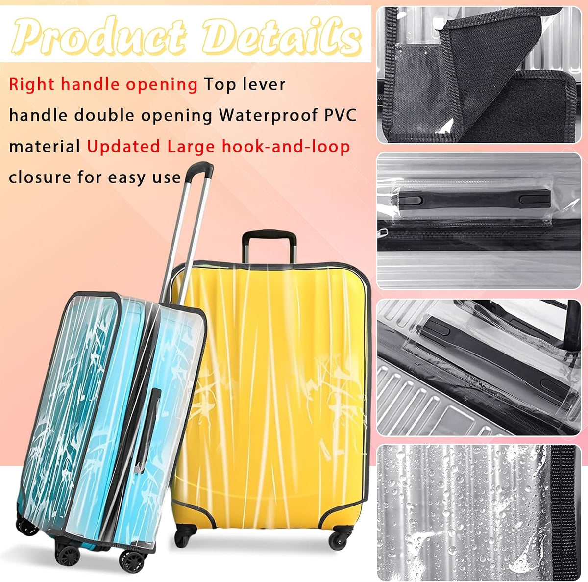 Suitcase Covers for Luggage 3 Pack 0.4mm Heavy Duty Clear PVC Waterproof