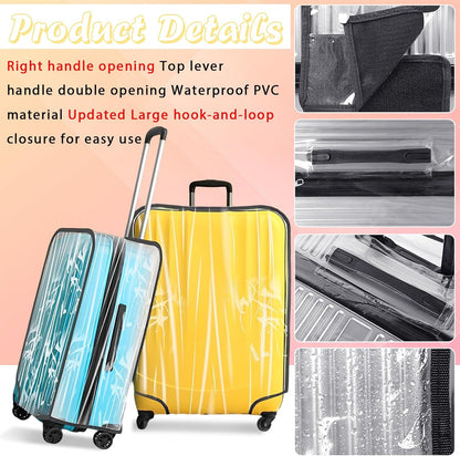 Suitcase Covers for Luggage 3 Pack 0.4mm Heavy Duty Clear PVC Waterproof