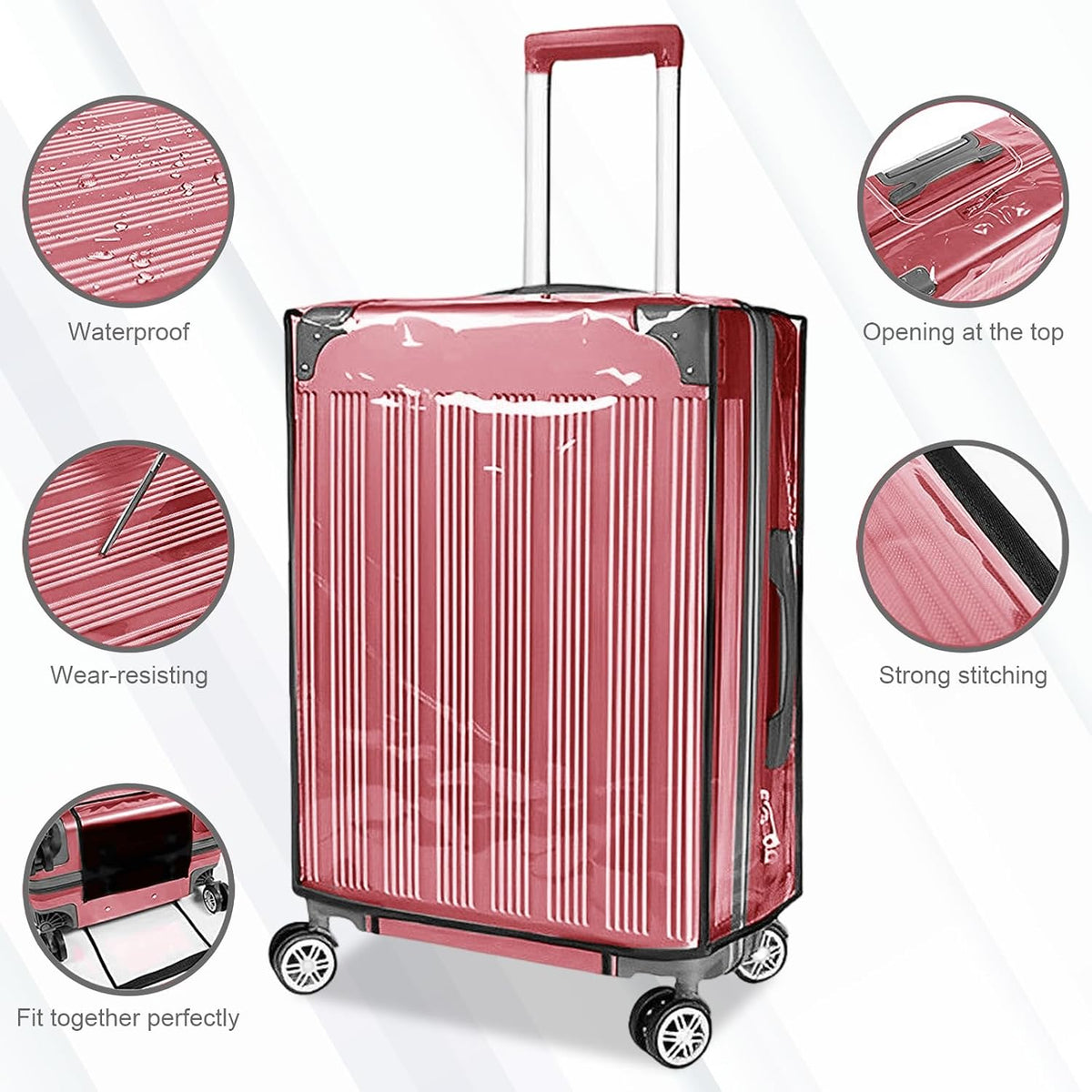 Suitcase Covers for Luggage 3 Pack 0.4mm Heavy Duty Clear PVC Waterproof