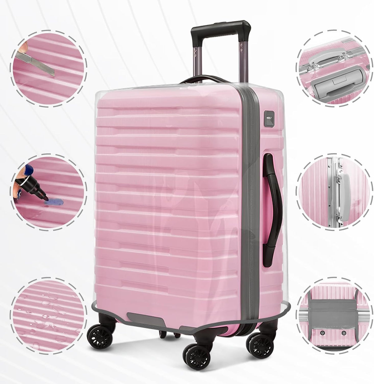 Suitcase Covers for Luggage 3 Pack 0.4mm Heavy Duty Clear PVC Waterproof