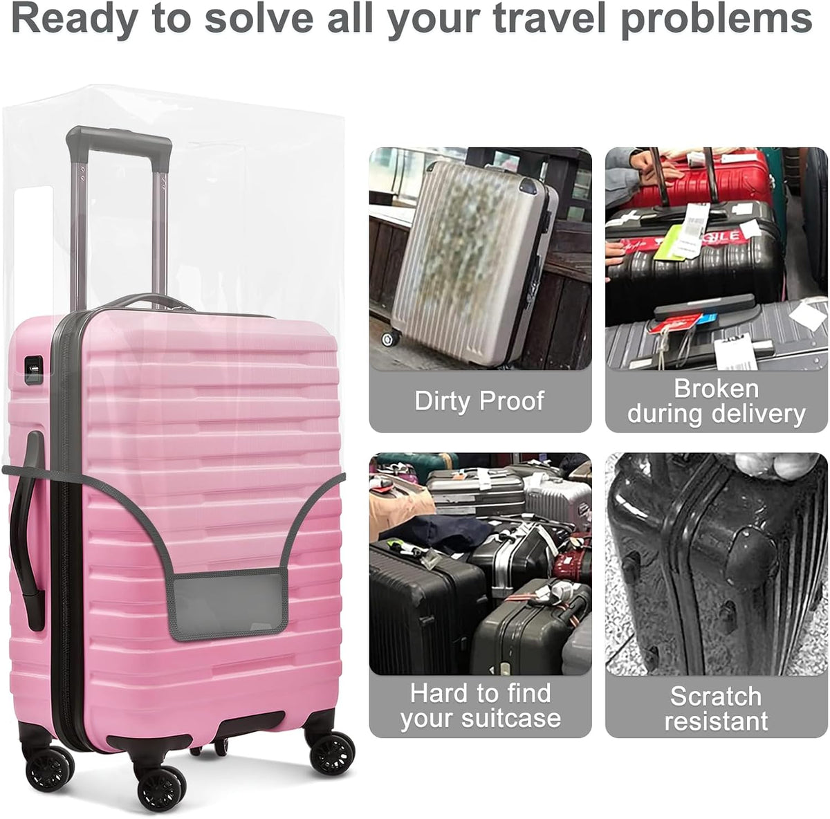 Suitcase Covers for Luggage 3 Pack 0.4mm Heavy Duty Clear PVC Waterproof