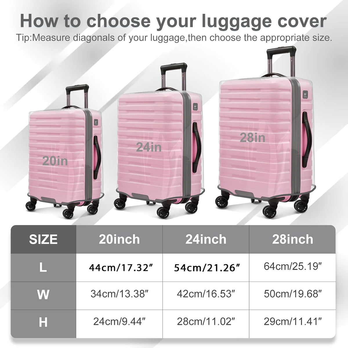 Suitcase Covers for Luggage 3 Pack 0.4mm Heavy Duty Clear PVC Waterproof