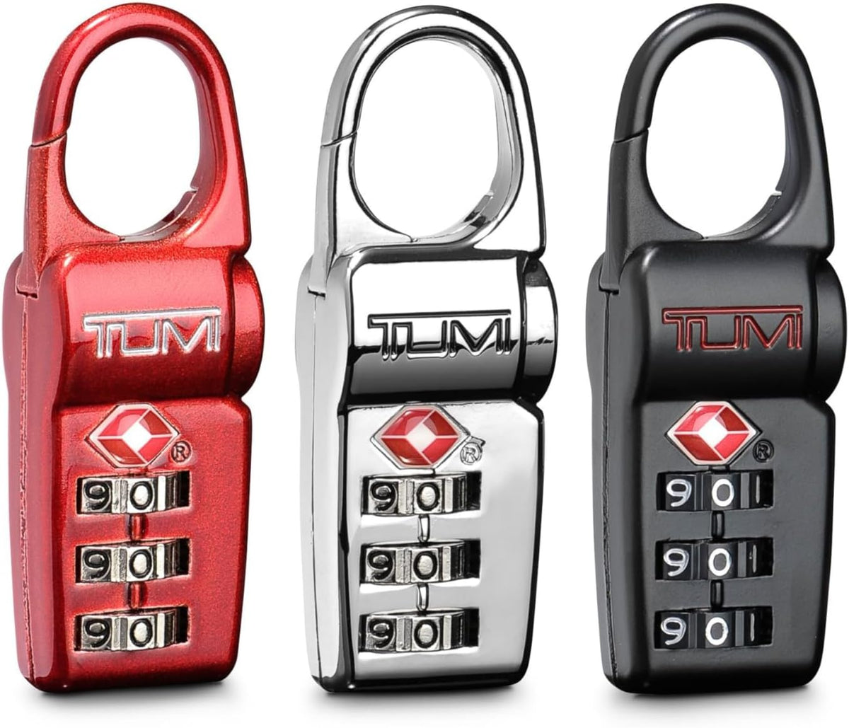 TSA Lock Box - Combination Lock for Luggage & Backpack - TSA-Approved Locks - Travel Security Accessories - Set of 3 - Black/Silver/Red