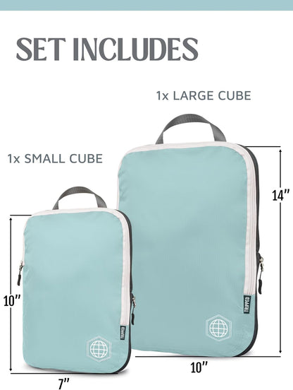 Compression Packing Cubes for Travel, Lightweight Packing Cubes Set for Carry-On Luggage & Backpacks – TRIPPED Travel Gear (White and Green)