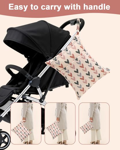 ALVA ALVABABY 3pcs Baby Cloth Diaper Wet/Dry Bags|Waterproof Reusable with Two Pockets|Travel, Beach, Pool, Daycare, Soiled Baby Items,Yoga,Gym Bag for Swimsuits or Wet Clothes 3L-ZM09 - Colors B