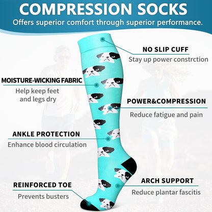 6 Pack Copper Compression Socks for Women and Men Circulation-Best Support for Medical,Running,Nursing,Athletic - Colors B