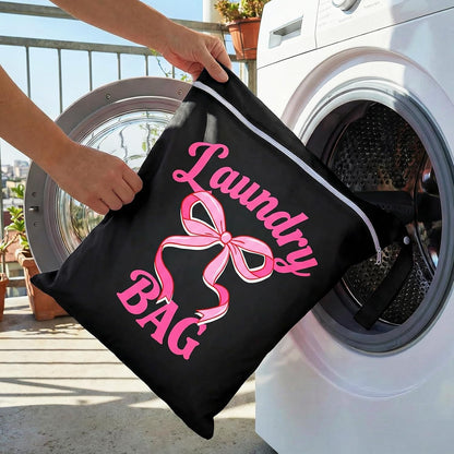 2 Pcs Large Travel Laundry Bags Waterproof Wet Dry Bag, Washable Dirty Clothes Bags for Travel，Drawstring, Bathing Suit, Workout, Gym Clothes Laundry, Swimming Pool & College Dorm, Pink Bow
