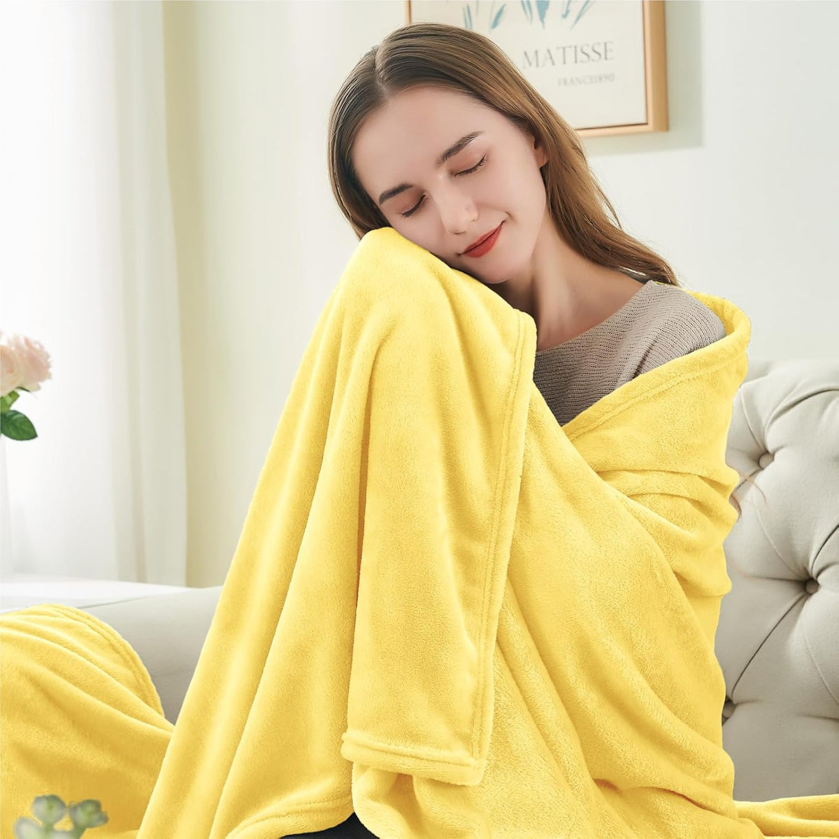 Fleece Blanket Soft Plush Throw for Couch Black 50"x60" - Colors A