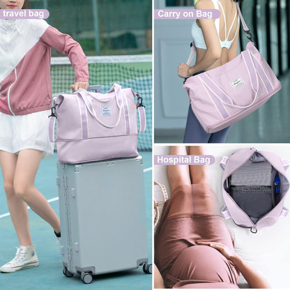 Travel Duffel Bag, Sports Tote Gym Bag, Shoulder Weekender Overnight Bag for Women - Colors A
