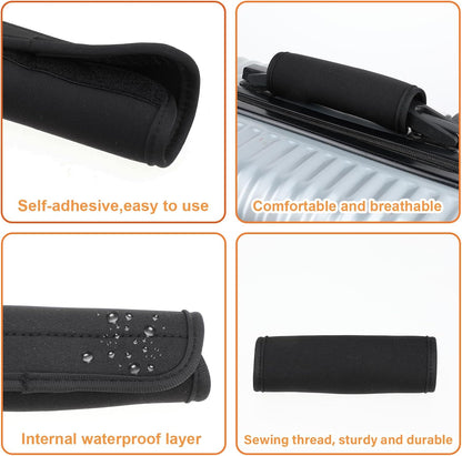 2 Pcs Luggage Handle Wraps for Suitcase Soft Luggage Handle Covers Comfort Luggage Handle Wrap Suitcase Handle Wraps for Comfortable Travel Accessories (Black)