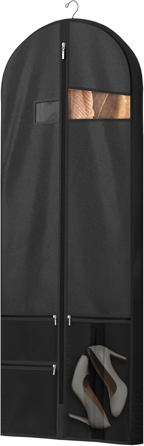 Lazebox 43" Travel Garment Bag with Accessories Zipper Pocket, Heavy Duty Suit Bag for Suits, Tuxedos, Dresses, Coats, Pink, 1 pack