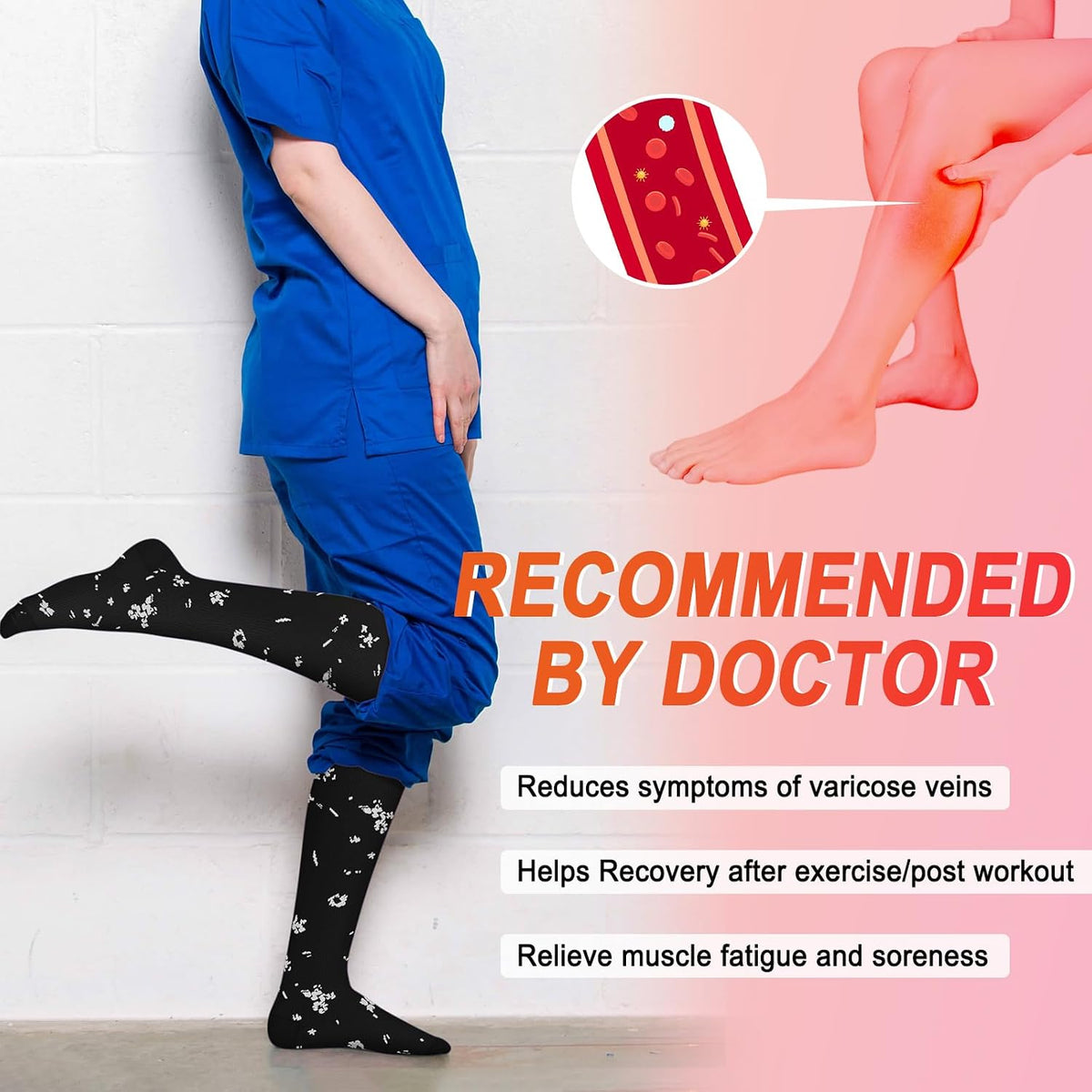 4 Pairs Compression Socks for Women Circulation-Best Support for Nurses,Running,Athletic,Travel