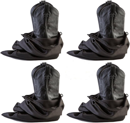 Travel and Storage Boot Bags, Cowboy Boot Bag, Made of Strong Water Proof Ballistic Nylon w/Locking Drawstring (Black) -Set of 4 Travel Boot Bags, 23" X 19"