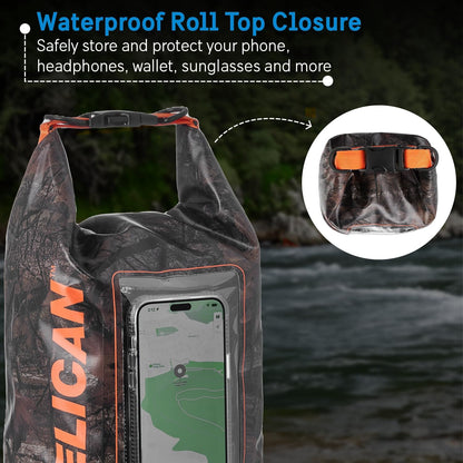 Pelican Marine IP68 Waterproof Dry Bag 2L - Roll Top Waterproof Backpack w/Phone Case/Pouch - Boating & Kayak Accessories - Essentials for Camping Swimming Beach Fishing Rafting Travel - Black/Yellow