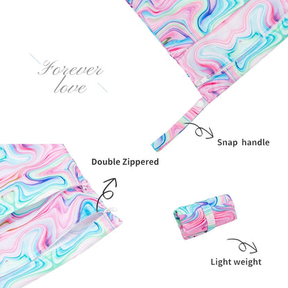 ALVA ALVABABY 3pcs Baby Cloth Diaper Wet/Dry Bags|Waterproof Reusable with Two Pockets|Travel, Beach, Pool, Daycare, Soiled Baby Items,Yoga,Gym Bag for Swimsuits or Wet Clothes 3L-ZM09 - Colors A