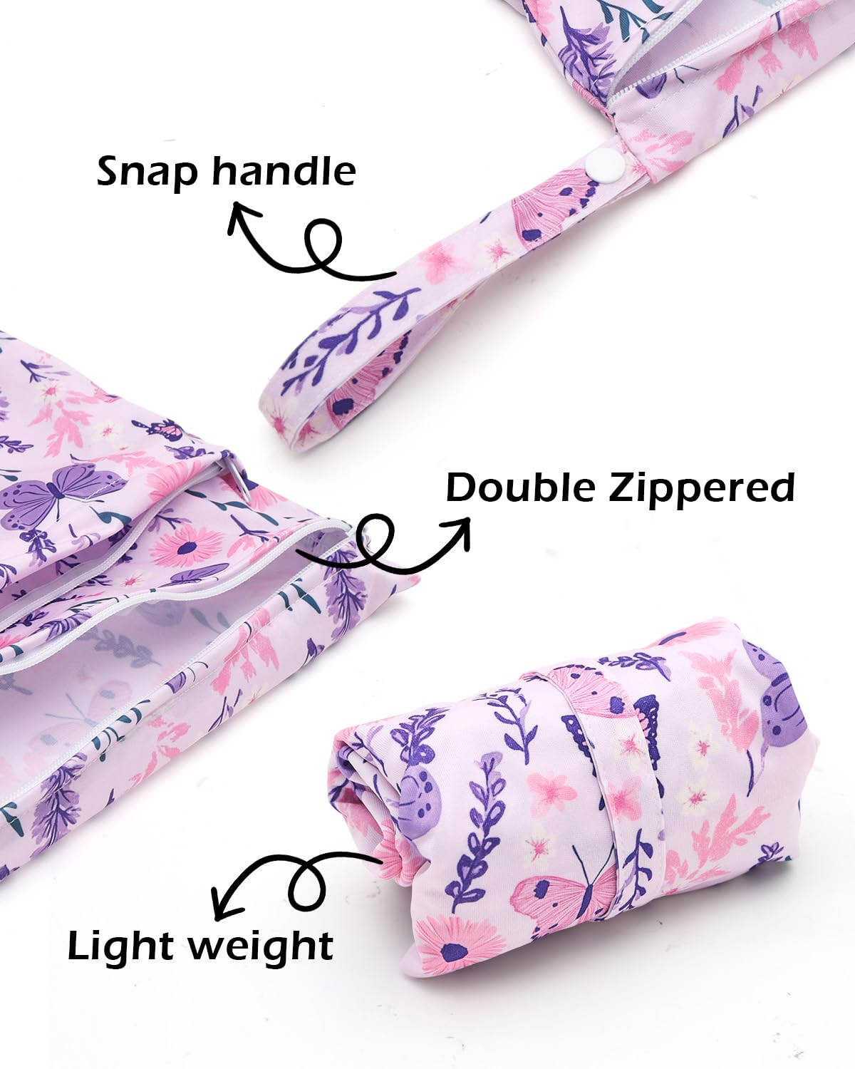 ALVA ALVABABY 3pcs Baby Cloth Diaper Wet/Dry Bags|Waterproof Reusable with Two Pockets|Travel, Beach, Pool, Daycare, Soiled Baby Items,Yoga,Gym Bag for Swimsuits or Wet Clothes 3L-ZM09 - Colors A
