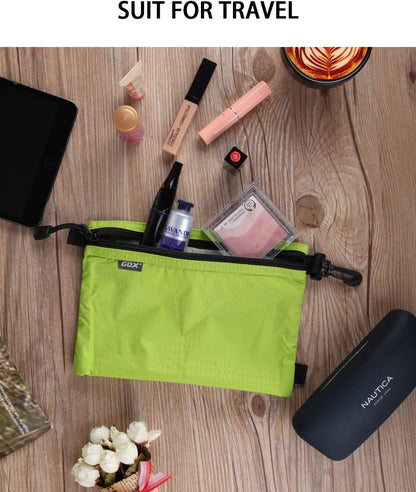 GOX Travel Toiletry Bag, Carry On Small Zipper Pouch, Cosmetic Kit Makeup, Digital Bag, Water Repellent Nylon (Orange)