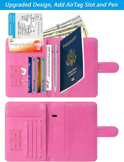 Passport Holder Cover Wallet RFID Blocking, Travel Essentials