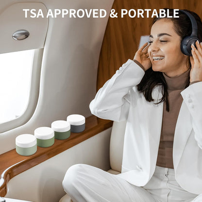 ME.FAN Travel Containers for Toiletries, TSA Approved 1.5 oz Silicone Cream Jars, Leak-proof Journey Containers, Trip Accessories with Lid for Cosmetic Face Hand 4 Pack White Lid - Morandi