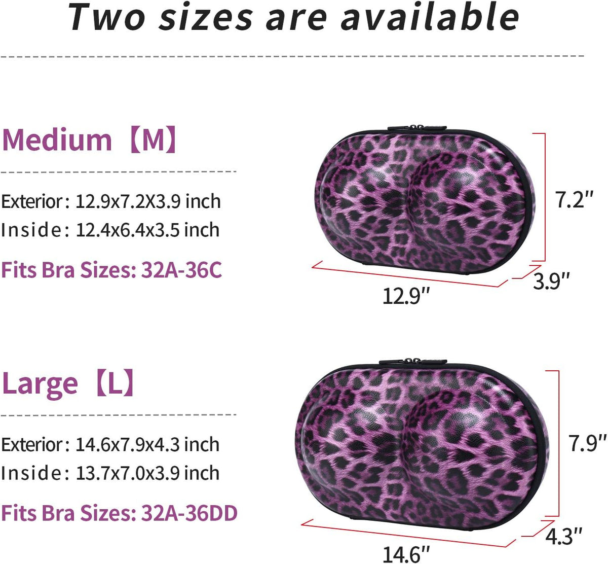 Premium Bra Case Braiou Lingerie Travel Bag Zip Underwear Organizer Bag for A-DD Cup [Leopard Print] (Light Yellow)
