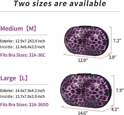 Premium Bra Case Braiou Lingerie Travel Bag Zip Underwear Organizer Bag for A-DD Cup [Leopard Print] (Light Yellow)