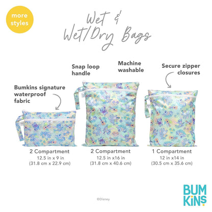 Bumkins Waterproof Wet Bag for Baby, Travel, Swim Suit, Cloth Diapers, Pump Parts, Pool, Beach, Gym Clothes, Toiletry, Hook to Stroller, Daycare, Zipper Reusable Wetdry Packing Pouch, Jungle