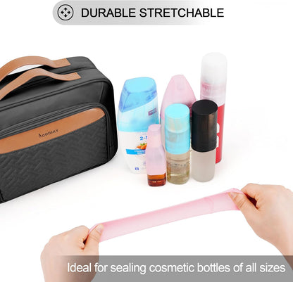 COOSKY Travel Hanging Toiletry Bag for Women, Cruise Ship Essentials, with Jewelry Organizer, Extra Large Makeup Dopp Kit, Waterproof Cosmetic Bags, Toiletries Kit Set with Trolley Belt, Blue
